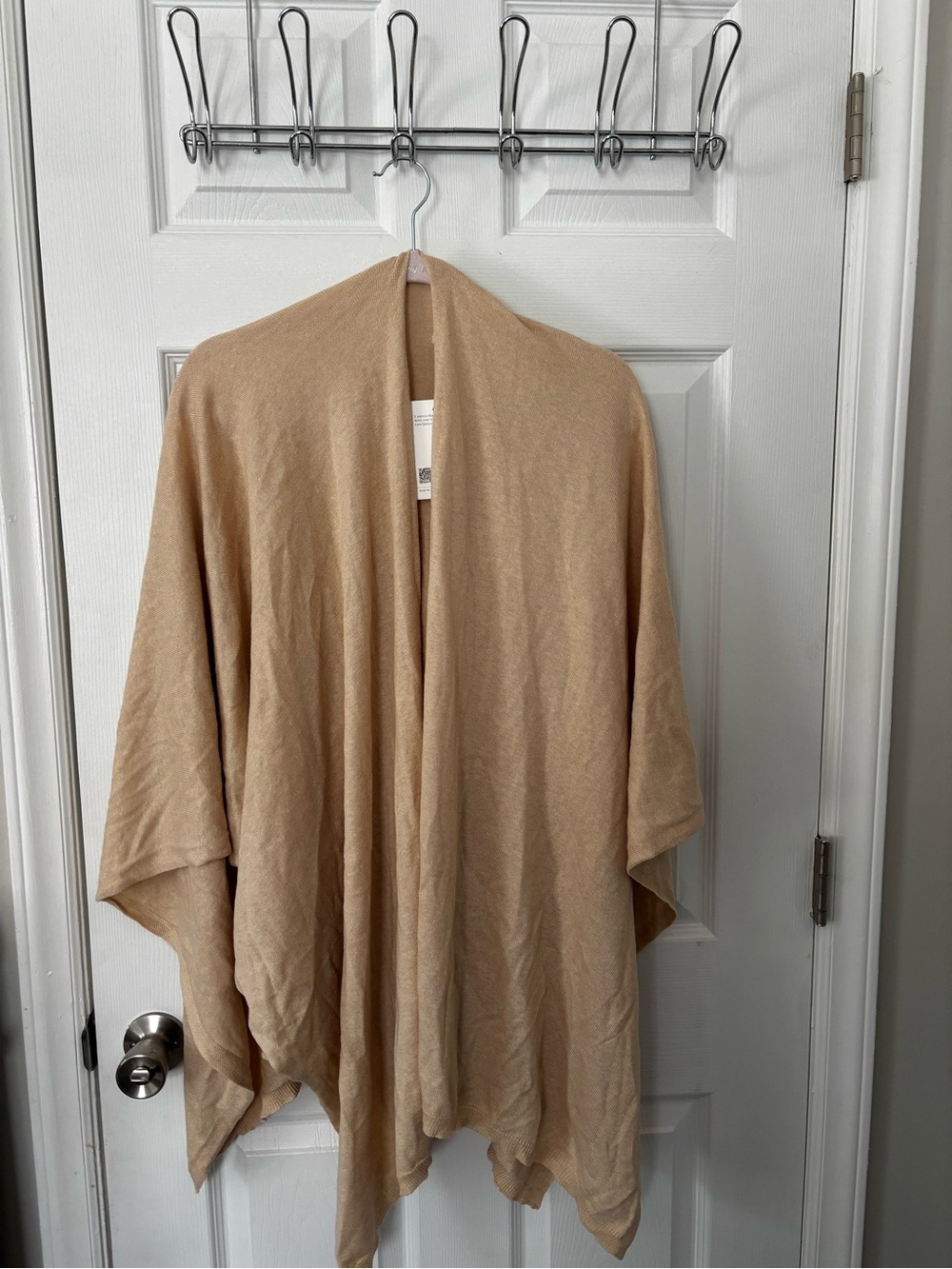 Quince 100% Mongolian Cashmere Lightweight Open-Front Poncho in Camel